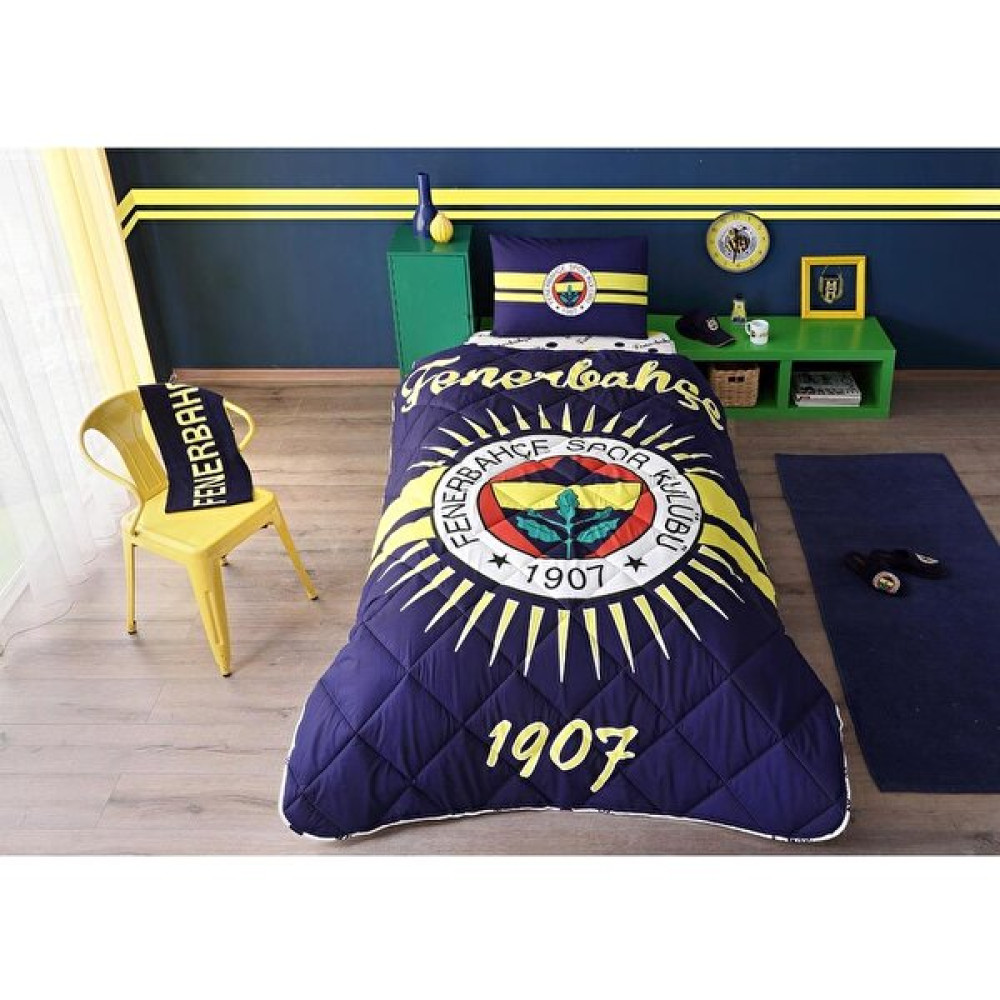 Taç Lisanslı Fenerbahçe Tek Kişilik Yorgan Seti - 155 x 215 cm - Lacivert Yorgan Fiyatı