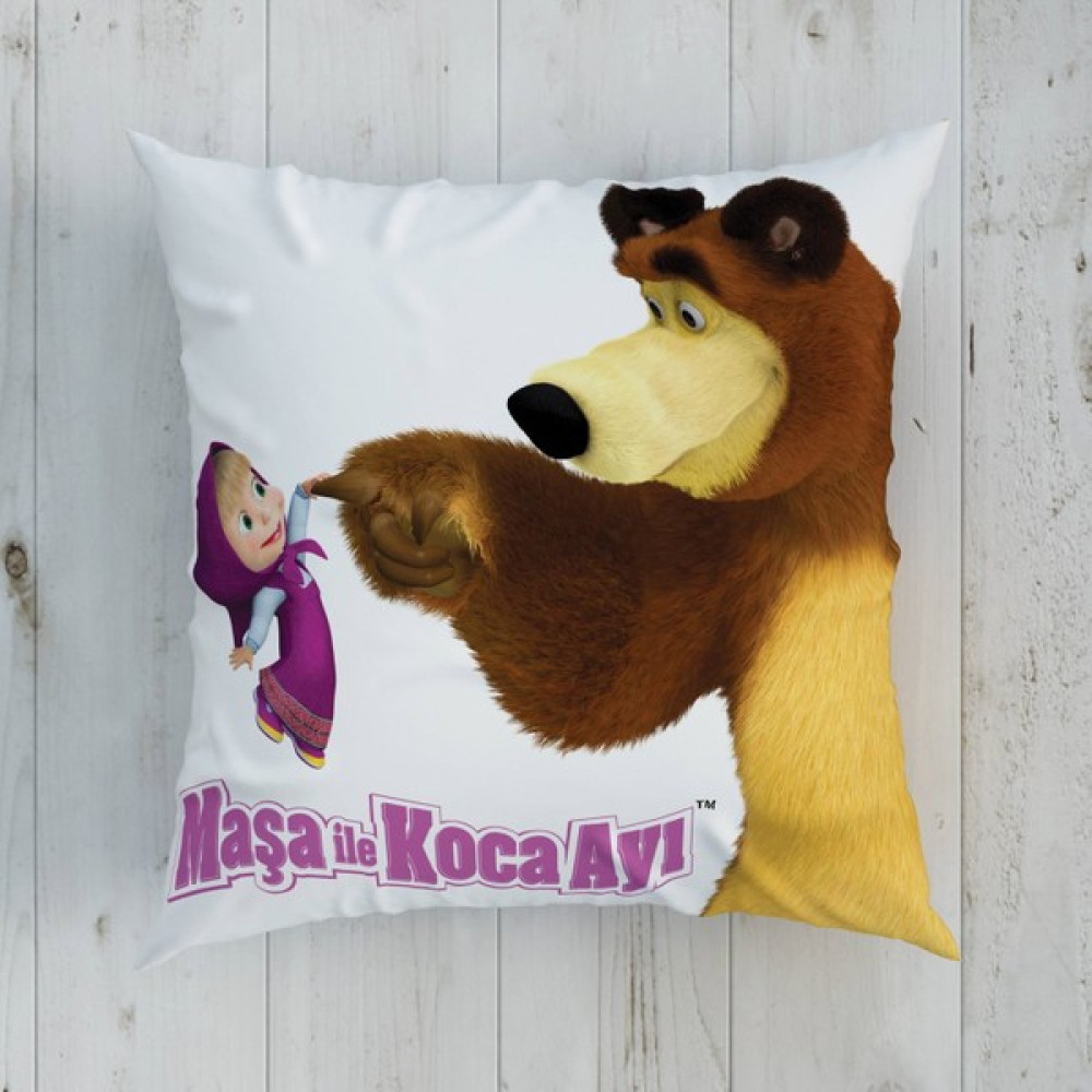 Taç Lisanslı Masha And The Bear Pamuk Lisanslı Kırlent Kırlent / Mobilya Yastığı Fiyatı