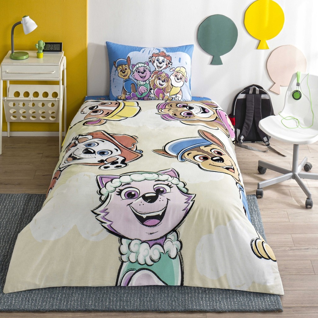 Taç Lisanslı Paw Patrol Cloud Tek Kişilik Pamuk Nevresim Takımı - Renkli - 160 x 220 cm Nevresim Takımı Fiyatı