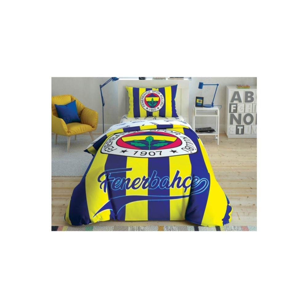 Taç Lisanslı Tek Kişilik Nevresim Takımı Fenerbahçe Çubuklu Lastikli Nevresim Takımı Fiyatı