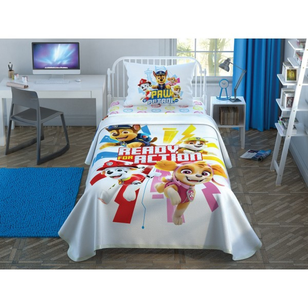 Taç Lisanslı Tek Kişilik Pike Takımı Paw Patrol Action 160 x 230 cm - Beyaz Pike & Pike Takımı Fiyatı