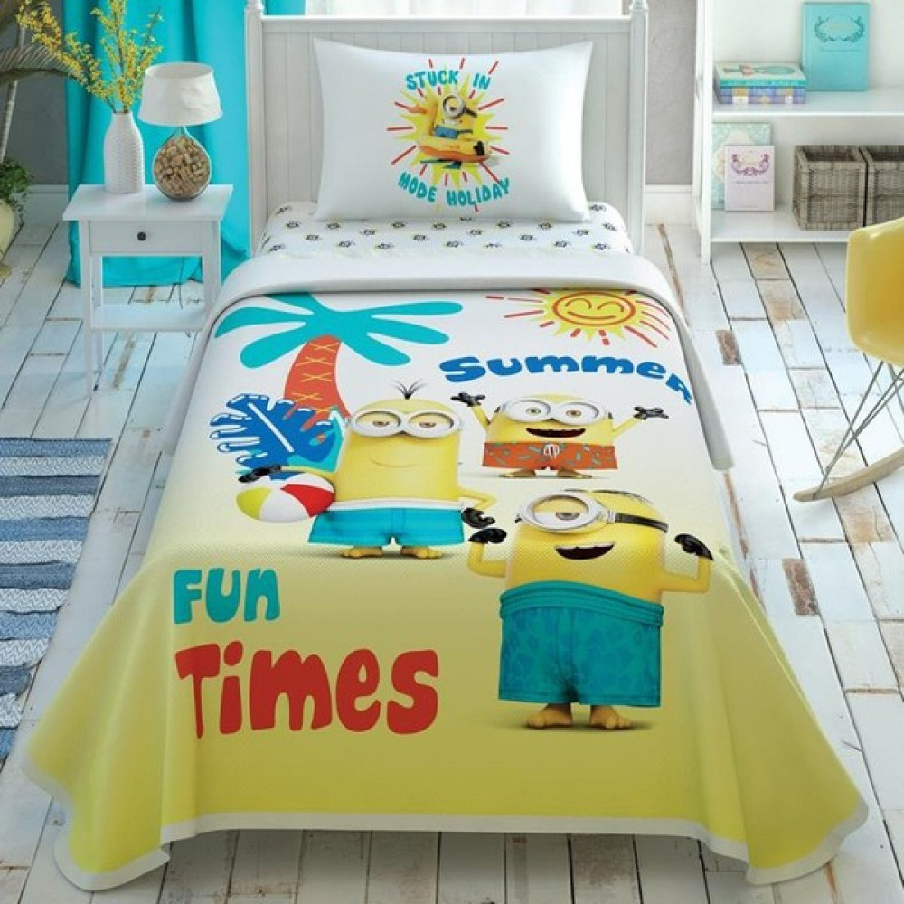 Taç Minions Summer Tek Kişilik Lisanslı Pike Takımı - Sarı Pike & Pike Takımı Fiyatı