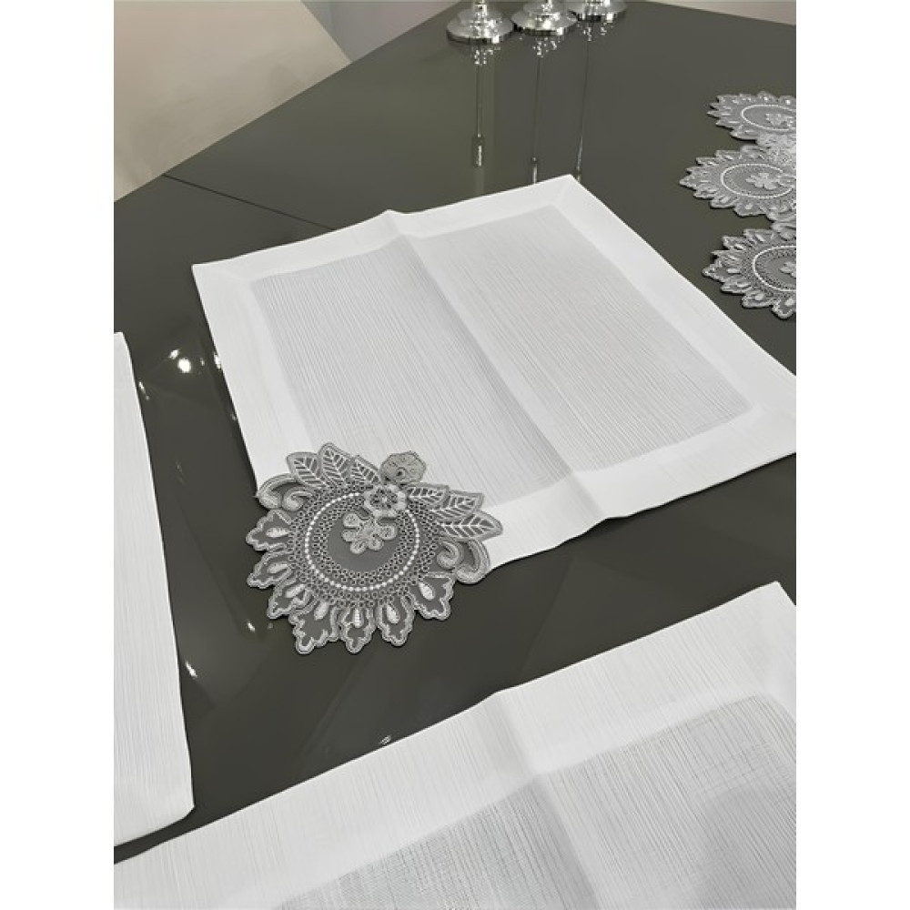 Taç Model 5 Parça Salon Takımı Konsol Masa Örtüsü Sehpa Örtüsü Dertsiz Beyaz Renk Gardenya Kumaş - 150 x 200 cm Masa Örtüsü Fiyatı