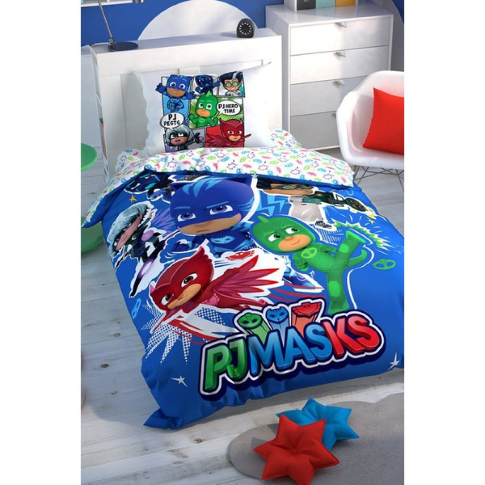 Taç Pj Masks Hero Lisanslı Glow Nevresim Takımı - 160 x 220 cm - Mavi Bebek Nevresim Takımı Fiyatı