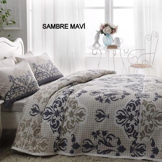 Taç Sambre Mavi Çift Kişilik Pike Takımı