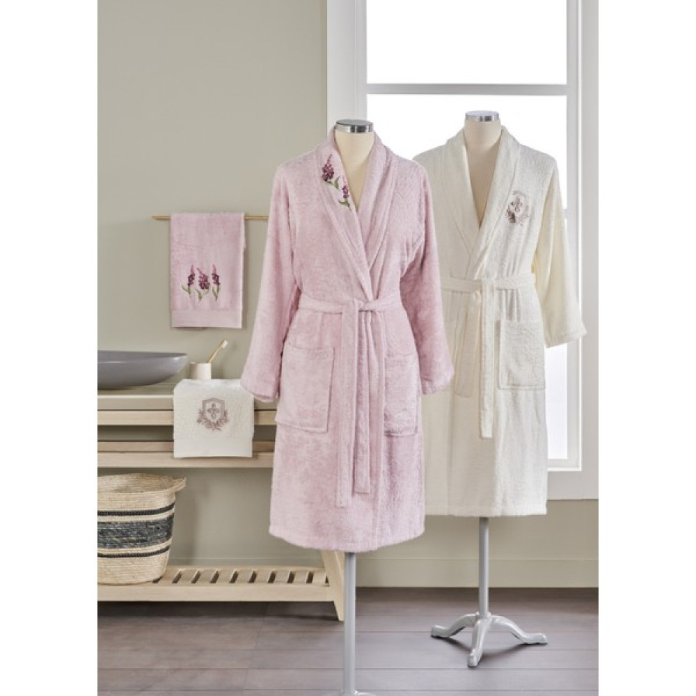 Taç Soft Bamboo May Çift Kişilik Bambu Aile Seti Pembe - Ekru - M - L - Pembe - Krem Bornoz Fiyatı