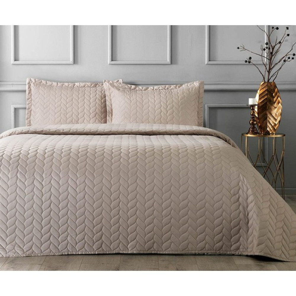 Taç Yatak Örtüsü Seti Glory Camel Çift Kişilik - 260 x 250 cm - Ekru Yatak Örtüsü Fiyatı