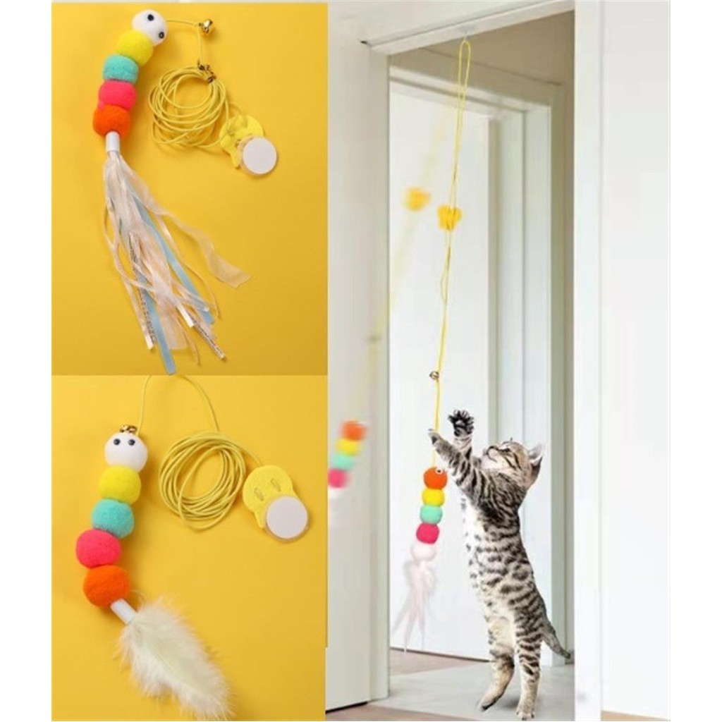 Tafce Elastik Kendinden Yapışkanlı Kedi Oyun Oltası Renkli Olta Eğitim Oyuncağı Diğer Fiyatı