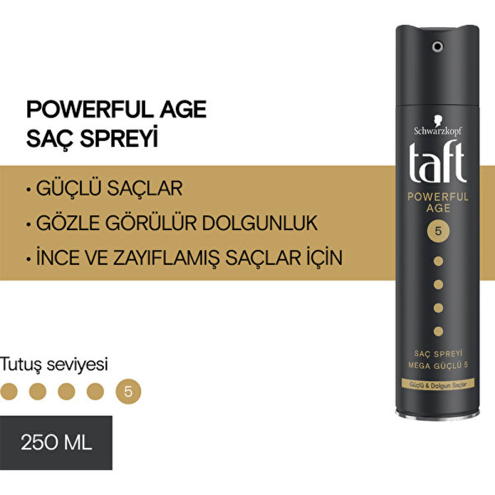 Taft Powerful Age ( İnce Ve Zayıflamış Saçlar İçin ) Sprey 250 Ml Saç Şekillendirici Sprey Fiyatı