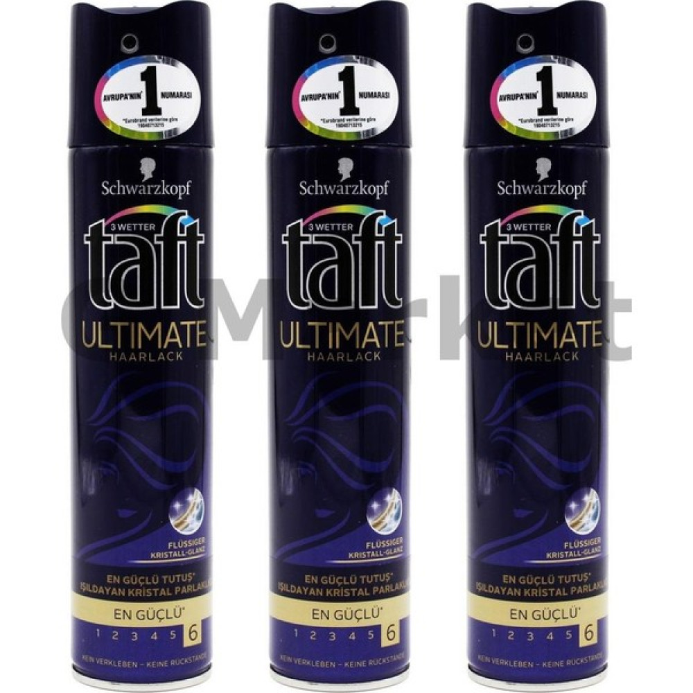 Taft Saç Spreyi 6 Ultimate Haarlack En Güçlü 250 Ml (3 Adet) Saç Şekillendirici Sprey Fiyatı