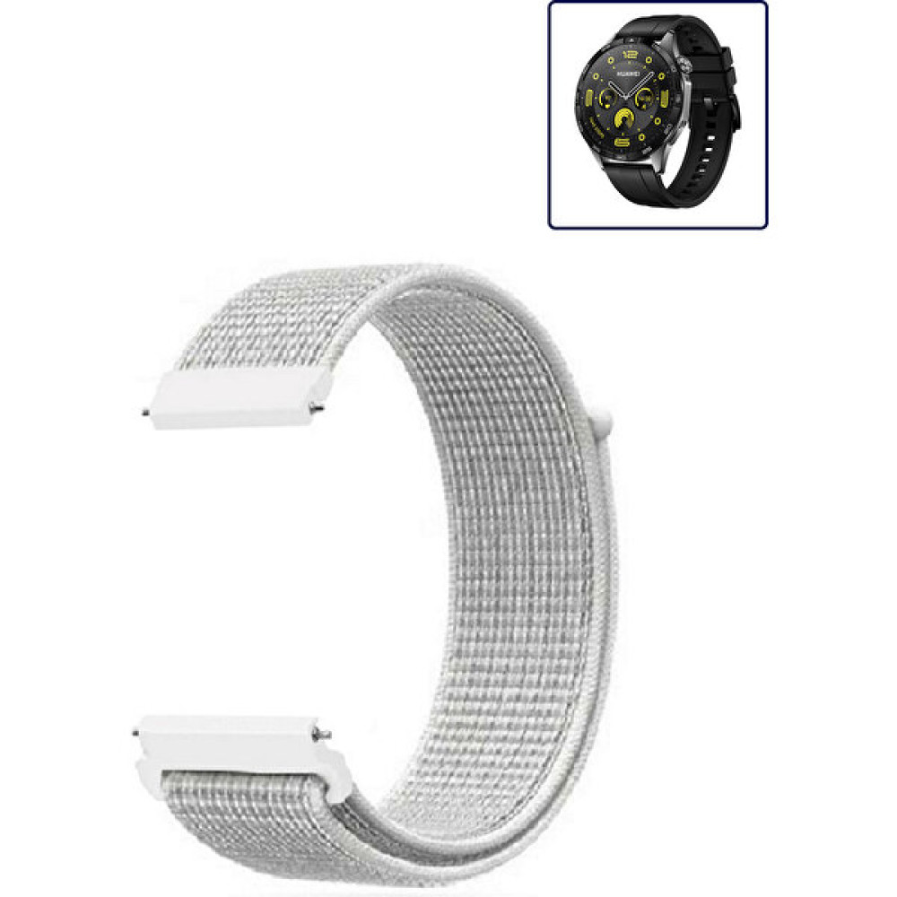Tagomoon Huawei Watch Gt4 46MM Uyumlu Kordon Kumaş Desenli Cırt Cırtlı Spor Kayış - Gri - Beyaz Giyilebilir Teknoloji Aksesuarları Fiyatı