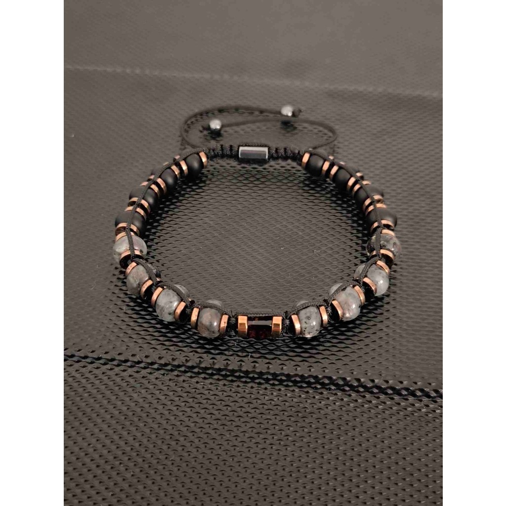 Tahrastone 8 mm Spectrolit-Oniks-Damla Kehribar Doğaltaş Bileklik - 17 cm - Gri - Siyah Diğer Fiyatı