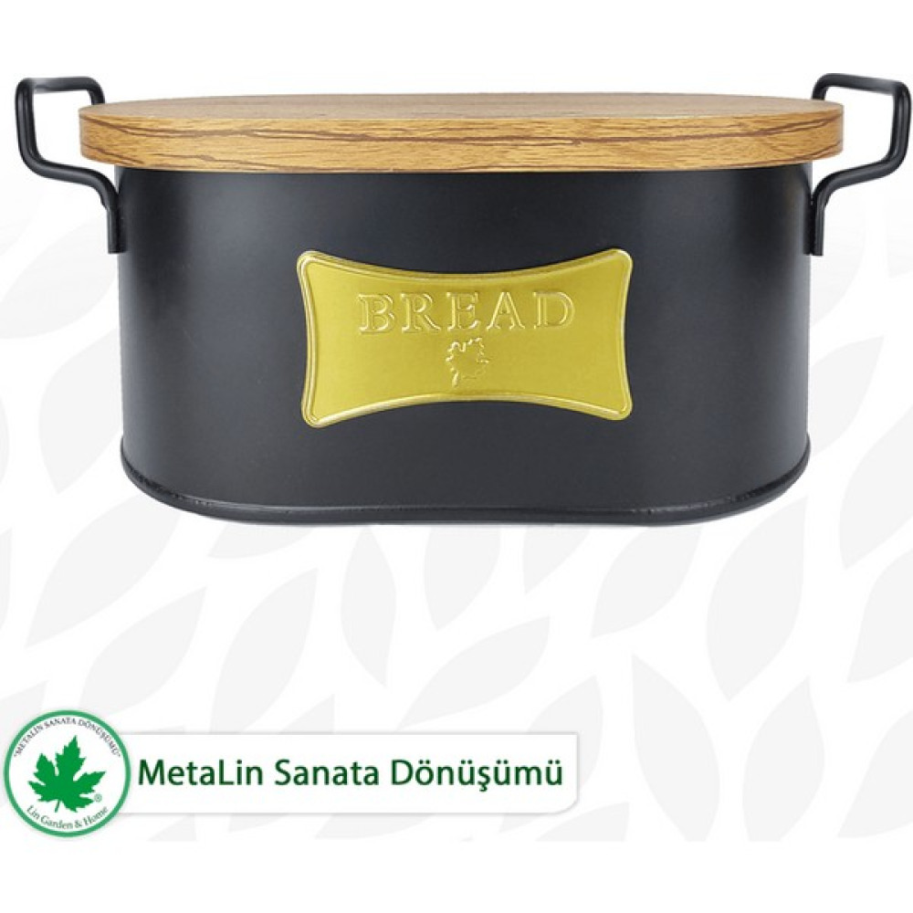 Tahta Kapaklı Metal Ekmeklik, Ahşap Kapaklı Ekmeklik (Bread Plakalı) - Siyah Saklama Kapları Fiyatı
