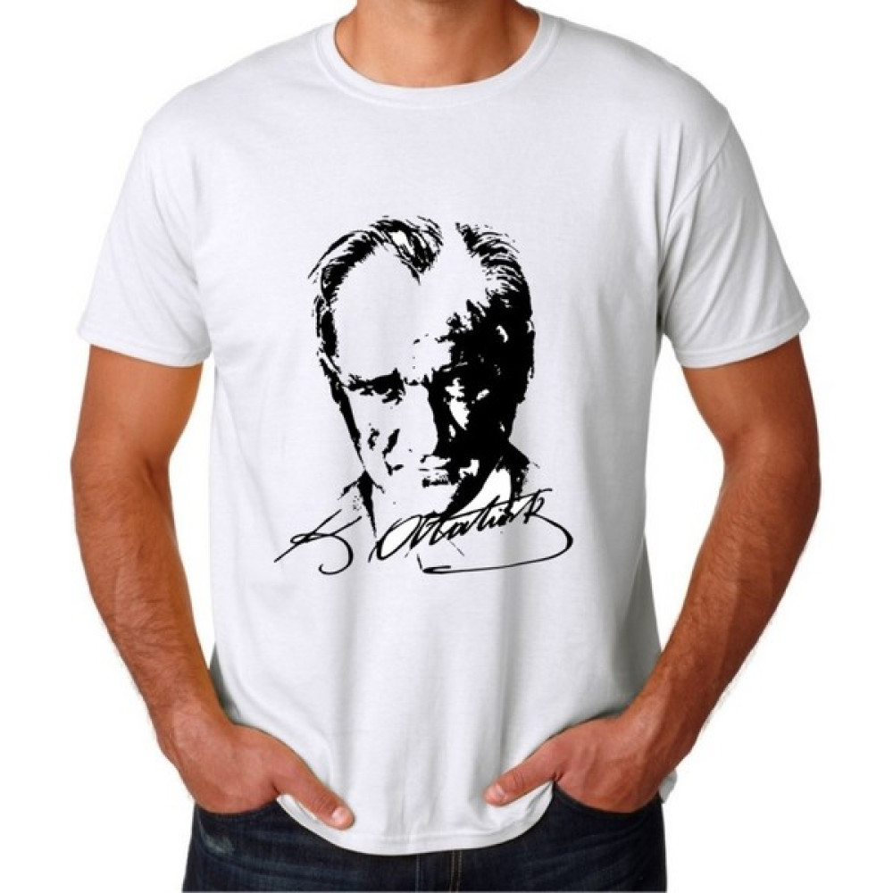 Tahtakale Marketi Yetişkin Atatürk Tişört Beyaz Atatürk Baskılı T-Shir Erkek T-shirt Fiyatı
