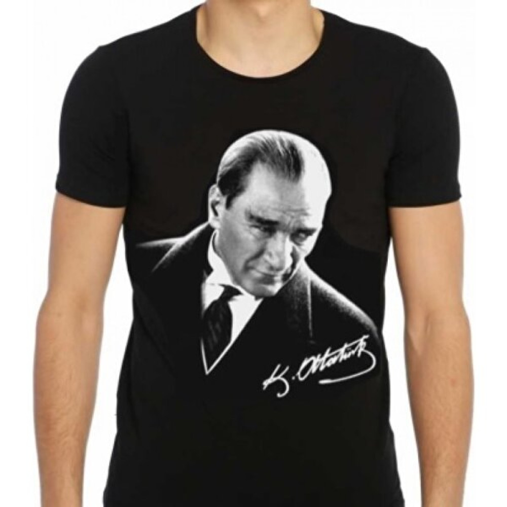 Tahtakale Marketi Yetişkin Atatürk Tişört Siyah Atatürk Baskılı T-Shirt Erkek T-shirt Fiyatı