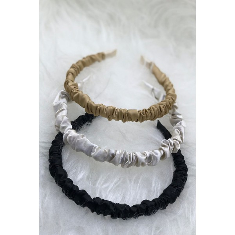 Tahtakaledeyim 3lü Büzgülü Saten Taç Seti, Saç Bandı Taç Seti(Krem,beyaz,siyah) Toka, Taç & Saç Bandı Fiyatı