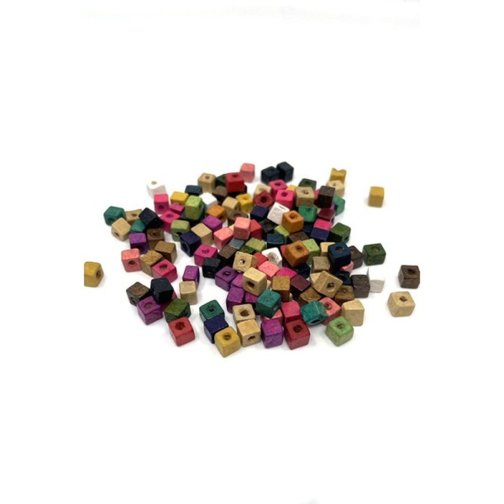 Tahtakaledeyim Ahşap Kare Boncuk Karışık Renkli 6x6 mm 10 gr (120-130 Adet) - Beyaz Oto Boyaları Fiyatı
