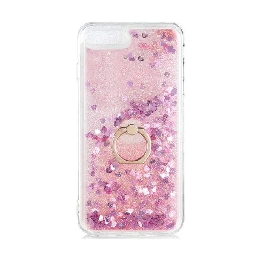 TahTicMer Apple iphone 6s Plus Kılıf Pullu Sulu Yüzüklü Kalp Simli Standlı Silikon Milce Kapak Luxury - Pembe Cep Telefonu Kılıfı Fiyatı