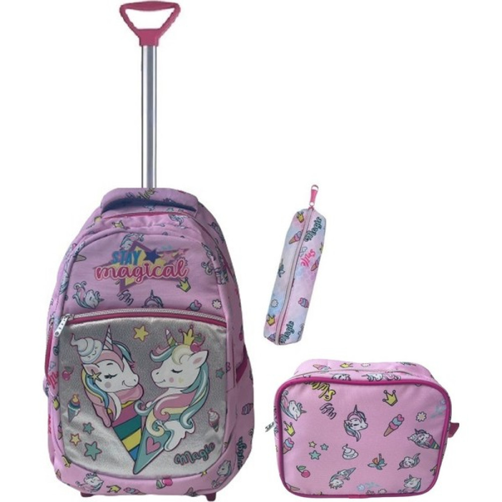 TahTicMer Çekçekli Ilkokul Ortaokul Kız Erkek Unisex Çocuk Sırt Çantası Beslenme Çantalı Kalemlikli 3lü Set Ortopedik At Unicorni Okul Çantası Pembe Okul Çantası Fiyatı