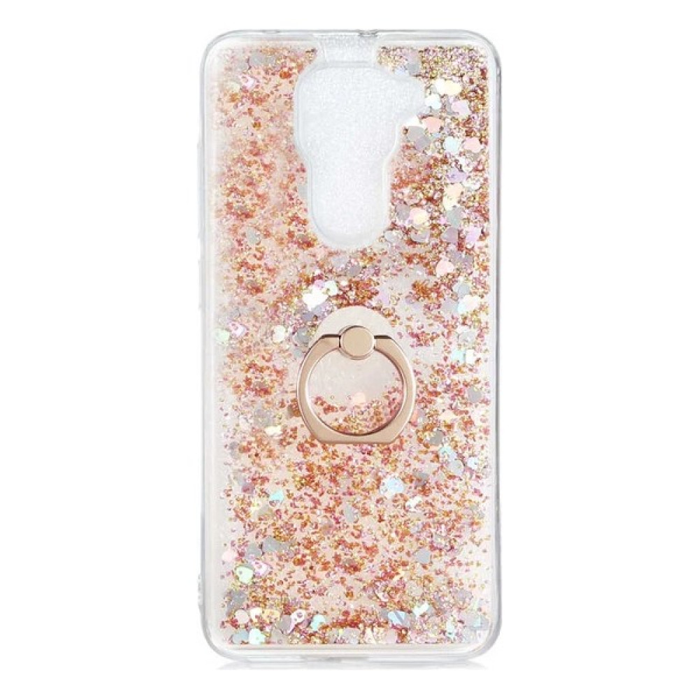 TahTicMer General Mobile Gm 20 Kılıf Pullu Sulu Yüzüklü Kalp Simli Standlı Silikon Milce Kapak Luxury - Gold - X2 Cep Telefonu Kılıfı Fiyatı