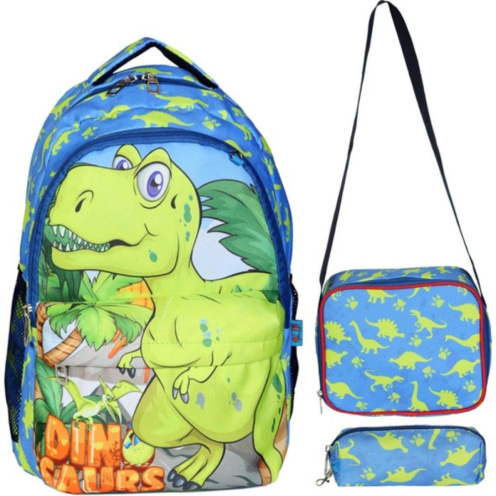 TahTicMer Ilkokul Okul Ortaokul Sırt Çantası Kız Erkek Unisex Beslenme Çantalı Kalemlikli Ortopedik 3lü Set Dinozor Okul Çantası Mavi Yeşil - 1 Adet Okul Çantası Fiyatı