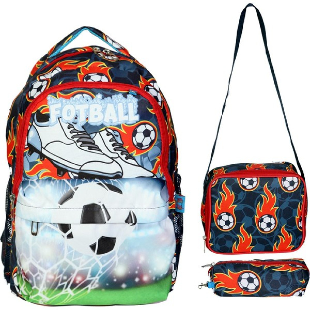TahTicMer Ilkokul Okul Ortaokul Sırt Çantası Kız Erkek Unisex Beslenme Çantalı Kalemlikli Ortopedik 3lü Set Futbol Topu Okul Çantası Lacivert - 1 Adet Okul Çantası Fiyatı