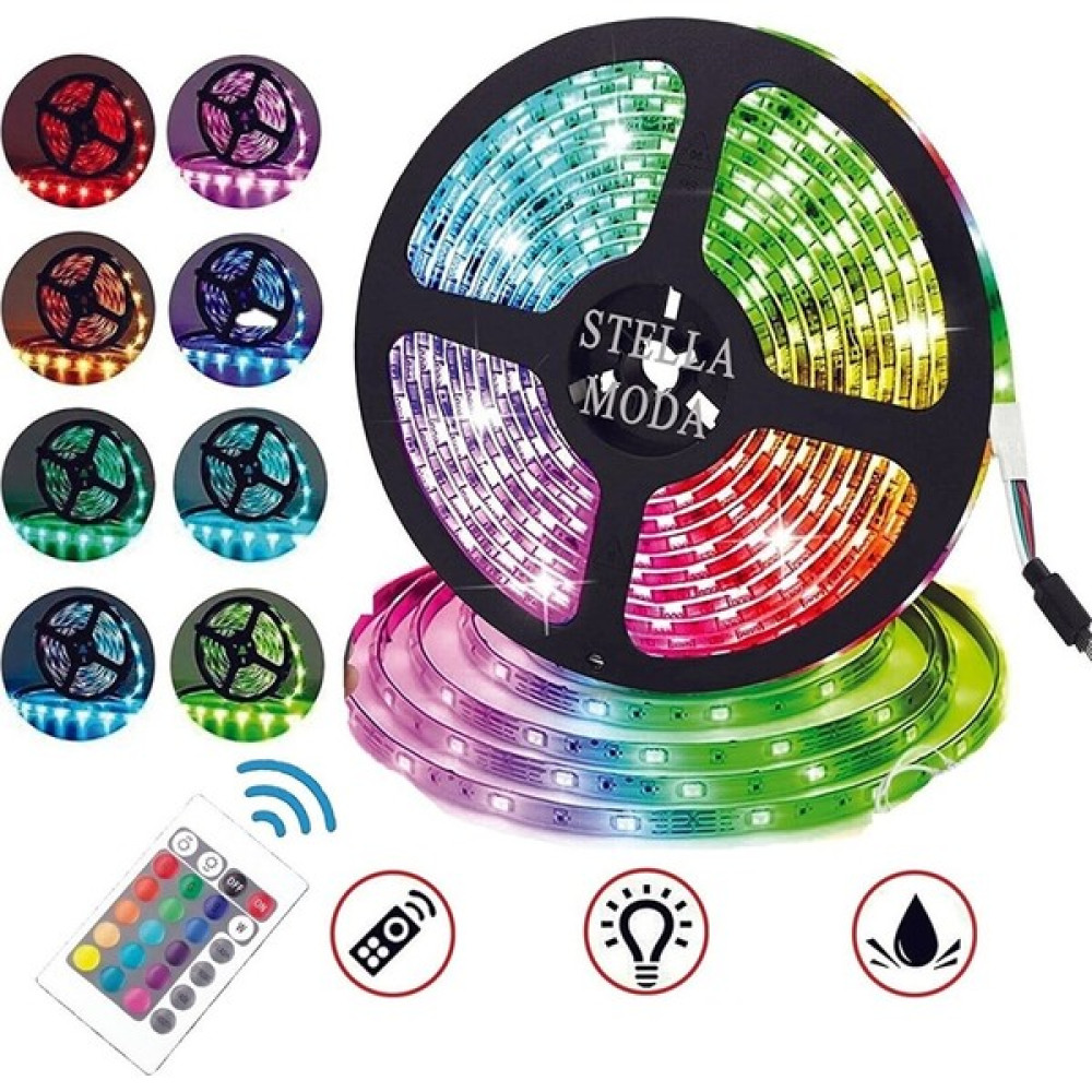 TahTicMer LED Animasyonlu Tak Çalıştır Kumandalı Trafolu Rgb Şerit Işık Aydınlatma 5 Metre LED Silikonlu Şerit LED 4 Mod Kumanda ile Renkleri Değiş... Led Aydınlatmalar Fiyatı