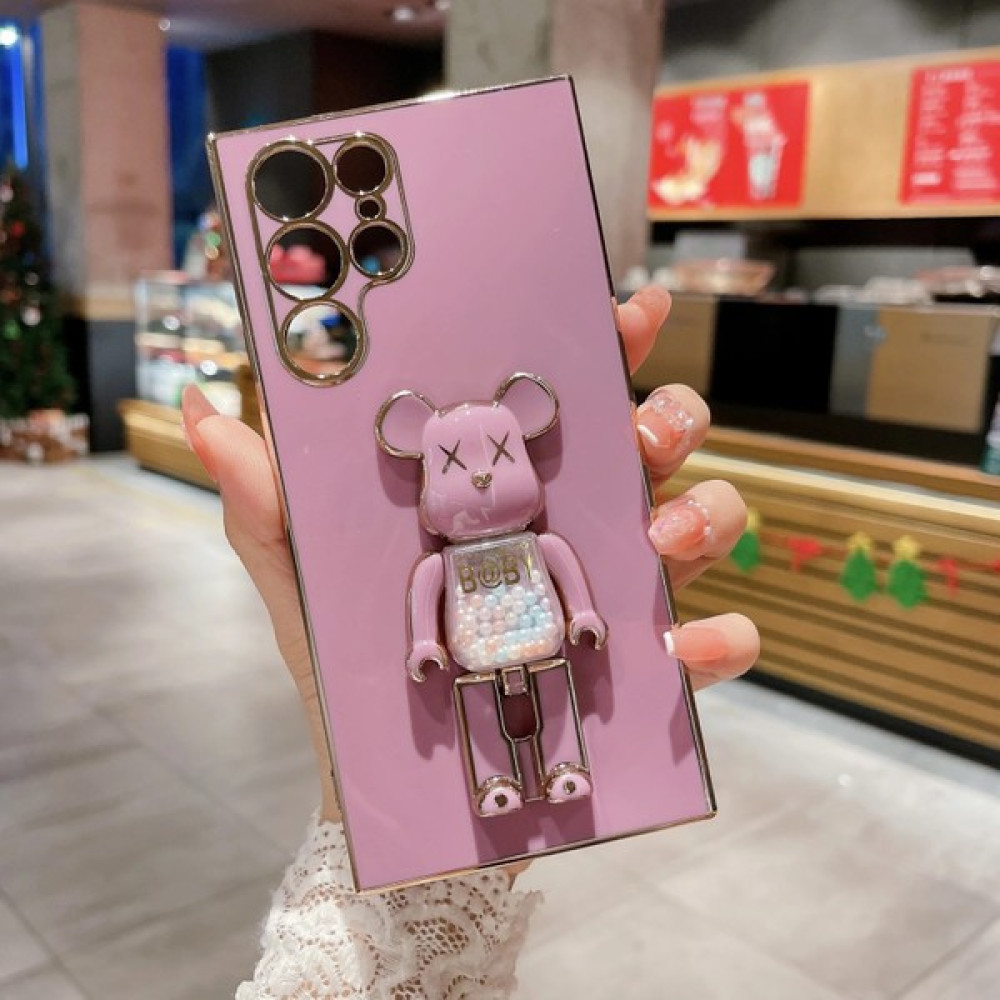TahTicMer Samsung Galaxy S23 S911 Uyumlu Kılıf Baby Gizli Standlı Silikon Tutuculu Katlanabilir Lazer Tpu - Lila Cep Telefonu Kılıfı Fiyatı
