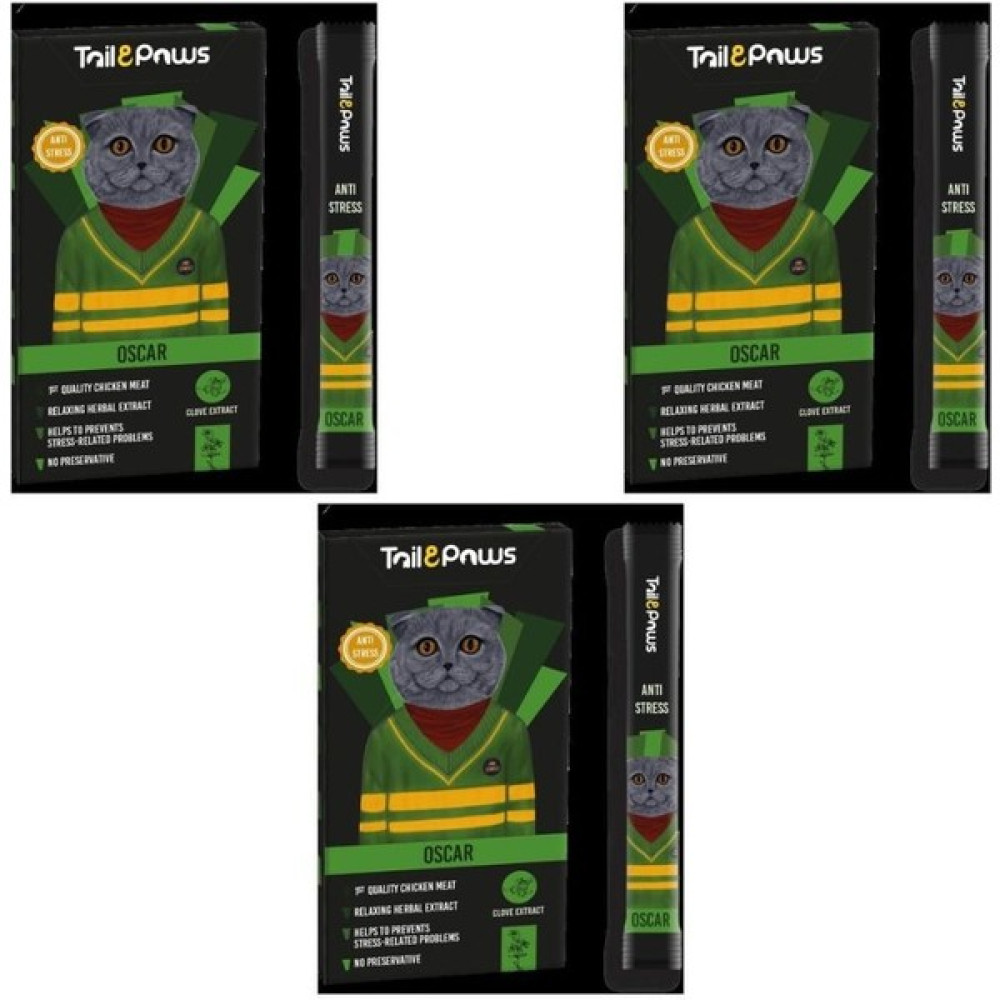 Tail & Paws Oscar Stress Önleyici Tavuklu Şekersiz Sıvı Kedi Ödül Maması 15GR (5'li) x 3 Adet Evcil Hayvan Ürünleri Fiyatı