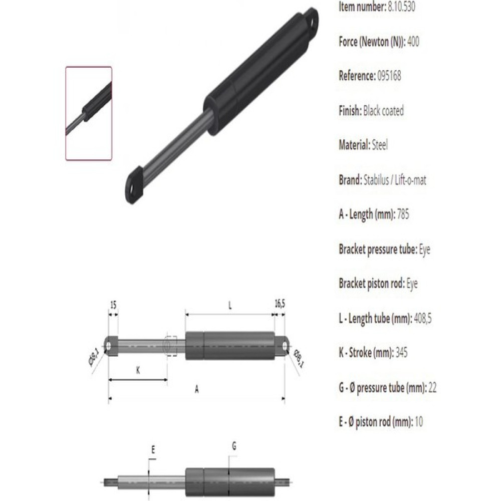 Taka Amortisör Gas Spring Lift-O-Mat 095168 0400N Amortisör Oto Dış Aksesuar & Yedek Parça Fiyatı