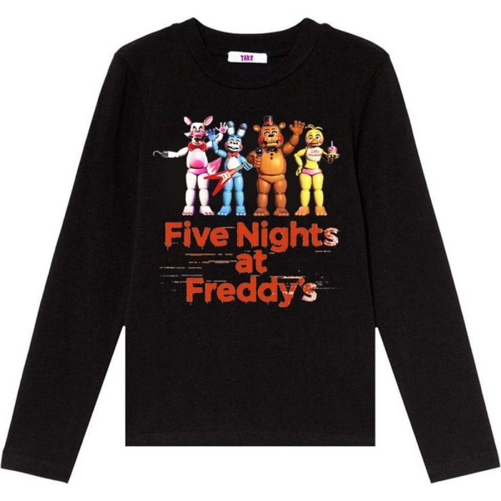 TakeTshirt Five Nights At Freddys Uzun Kol Çocuk Tişört Fnaf Siyah Erkek Çocuk T-shirt Fiyatı