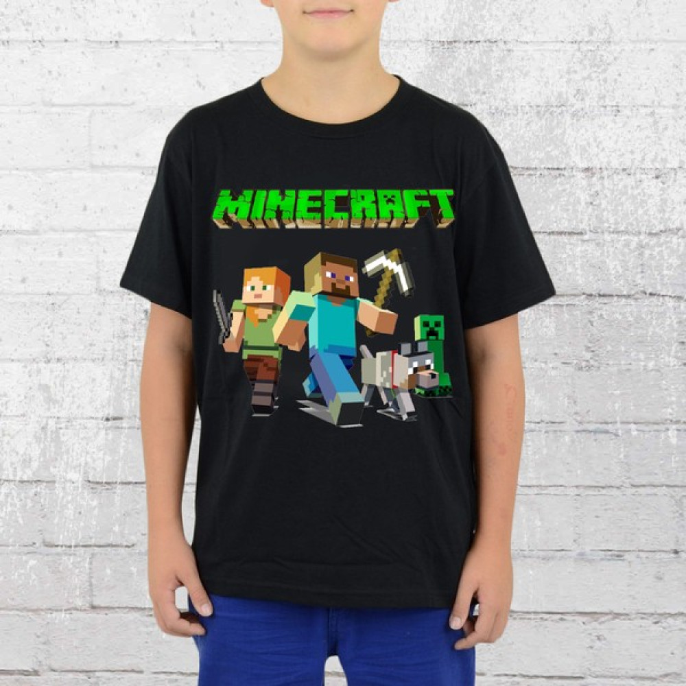 Taketshirt Minecraft Çocuk Tişört Siyah Kesim Erkek Çocuk T-shirt Fiyatı
