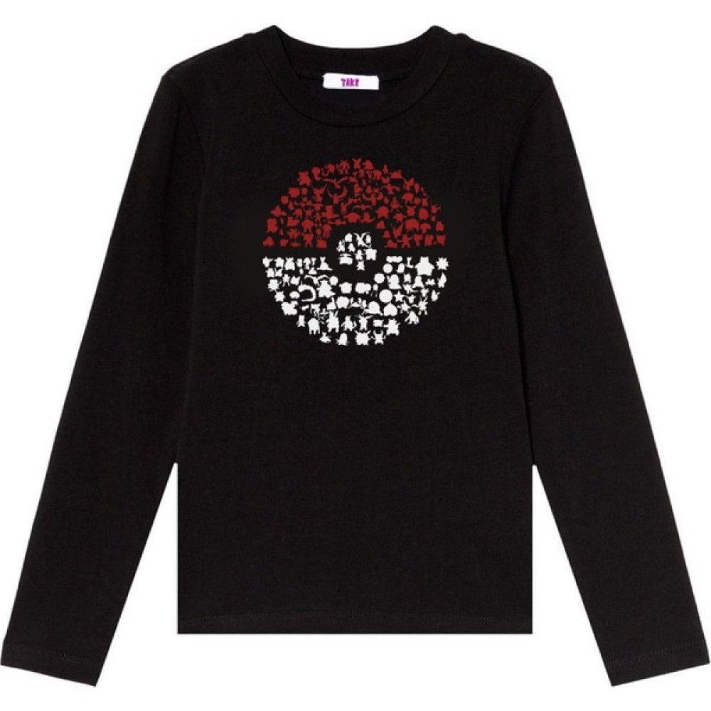 TakeTshirt Pokemon Pokeball Uzun Kol Çocuk Tişört Siyah Erkek Çocuk T-shirt Fiyatı