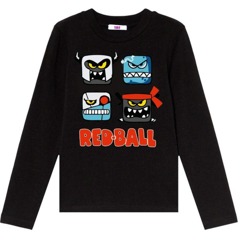 TakeTshirt Red Ball Uzun Kol Çocuk Tişört Siyah Erkek Çocuk T-shirt Fiyatı