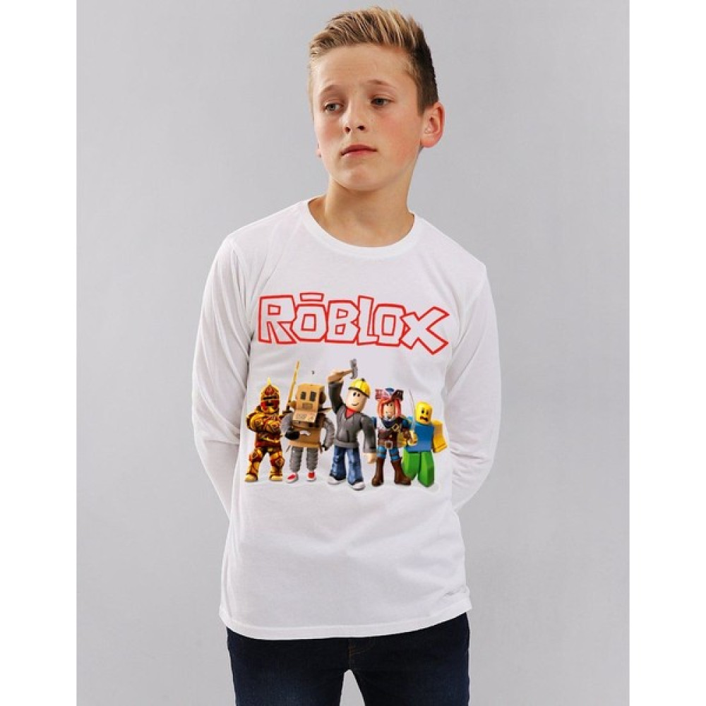TakeTshirt Roblox Çocuk T-shirt Uzun Kollu Beyaz Unisex Erkek Çocuk T-shirt Fiyatı