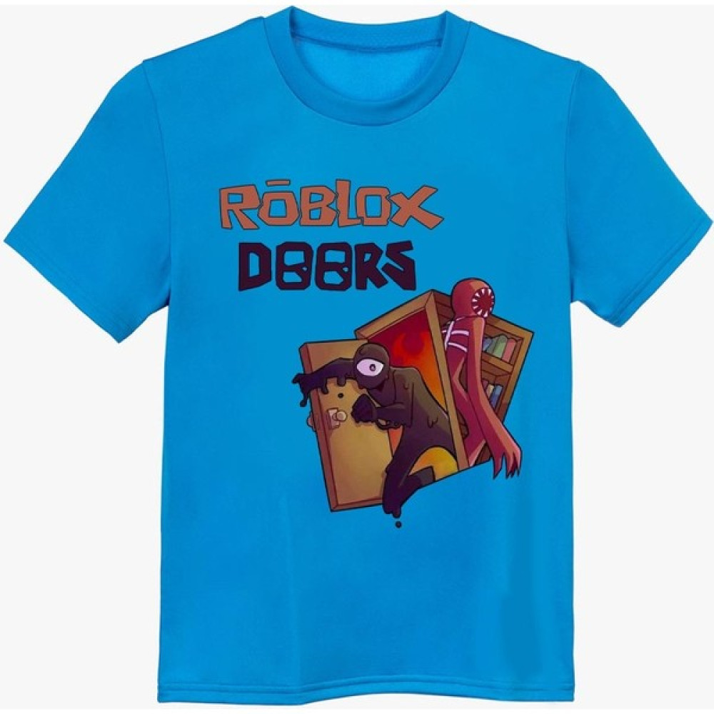 TakeTshirt Roblox Doors Çocuk Tişört Mavi Erkek Çocuk T-shirt Fiyatı