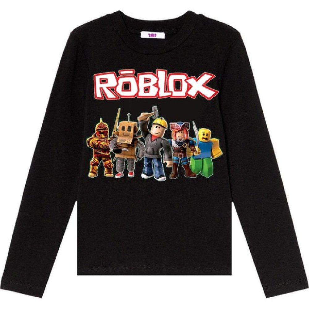 TakeTshirt Roblox Uzun Kollu Çocuk Tişört Siyah Erkek Çocuk T-shirt Fiyatı