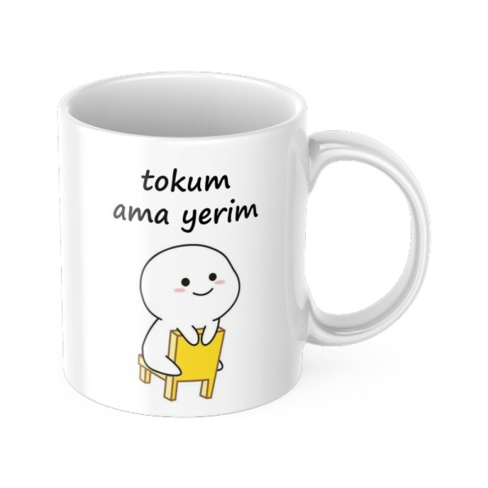 TakeTshirt Tokum Ama Yerim Kupa Bardak Komik Yazılı Hediyelik Kahve Çay Kupası - Beyaz - 320 ml Fincan / Bardak / Kahve Takımı Fiyatı