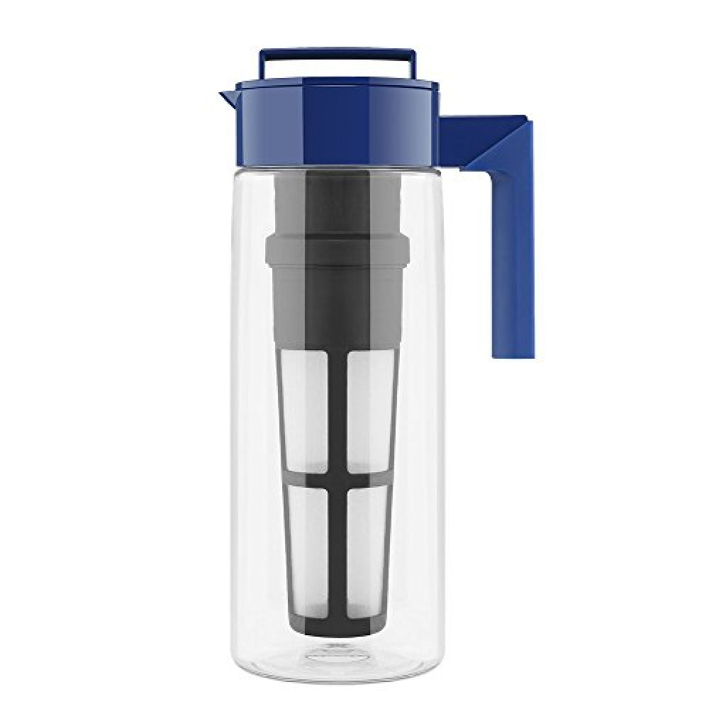 Takeya Flash Chill Iced Tea Maker - Airtight & Durable Iced Tea Maker Jug with Silicone Carry Handle - Leak-Proof & Lightweight Tea Infuser with Patented Flash Chill Technology - 2 Quart, Blueberry