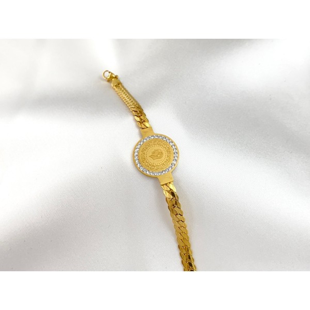 Takı Madeni Çeyrek Altınlı Çelik Bileklik Örme Zincirli Gold Kaliteli 316L Kararmaz Solmaz Çelik Bileklik Saat ve Bileklik Aksesuarı Fiyatı