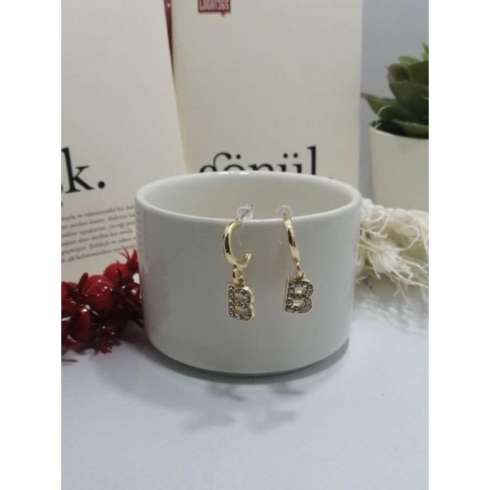 Takıcıdayım Gold Harf Küpe B Altın, Takı & Aksesuar Fiyatı