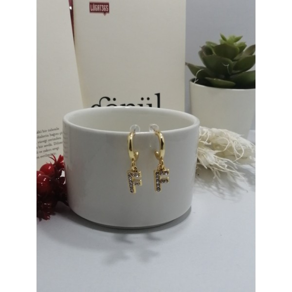 Takıcıdayım Gold Harf Küpe F Altın, Takı & Aksesuar Fiyatı