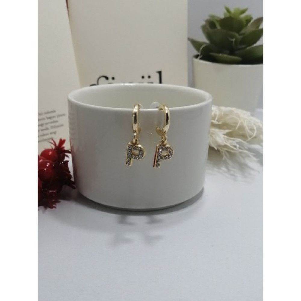 Takıcıdayım Gold Harf Küpe P Altın, Takı & Aksesuar Fiyatı