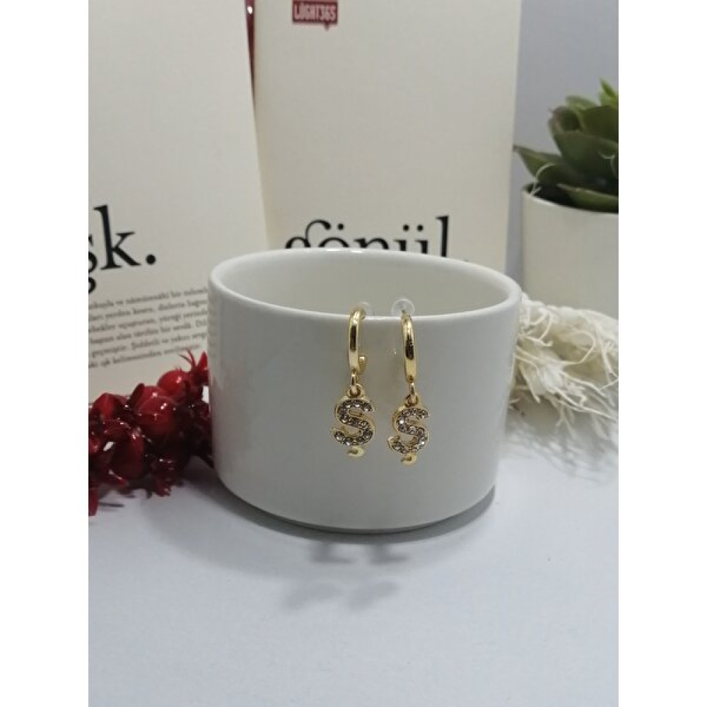 Takıcıdayım Gold Harf Küpe Ş Bijuteri Küpe Fiyatı