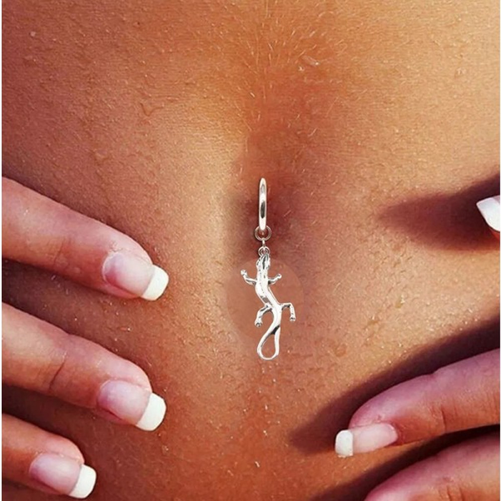 Takıconcept Deliksiz Kertenkele Sallantılı Fake Çelik Göbek Piercing - Gümüş Altın & Gümüş Piercing Fiyatı