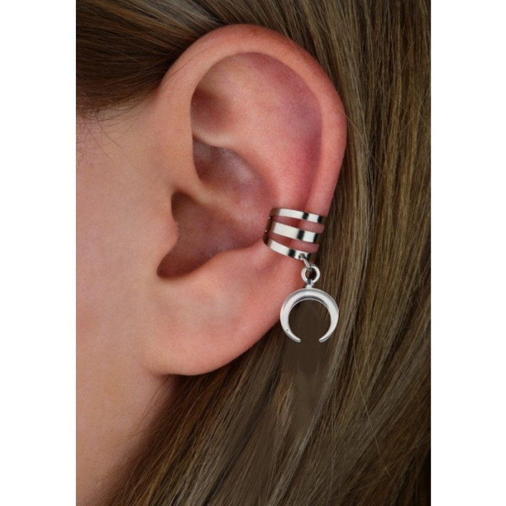 Takıconcept Deliksiz Sıkıştırma Hilal Sallantılı Ear Cuff Küpe - Gri Bijuteri Küpe Fiyatı