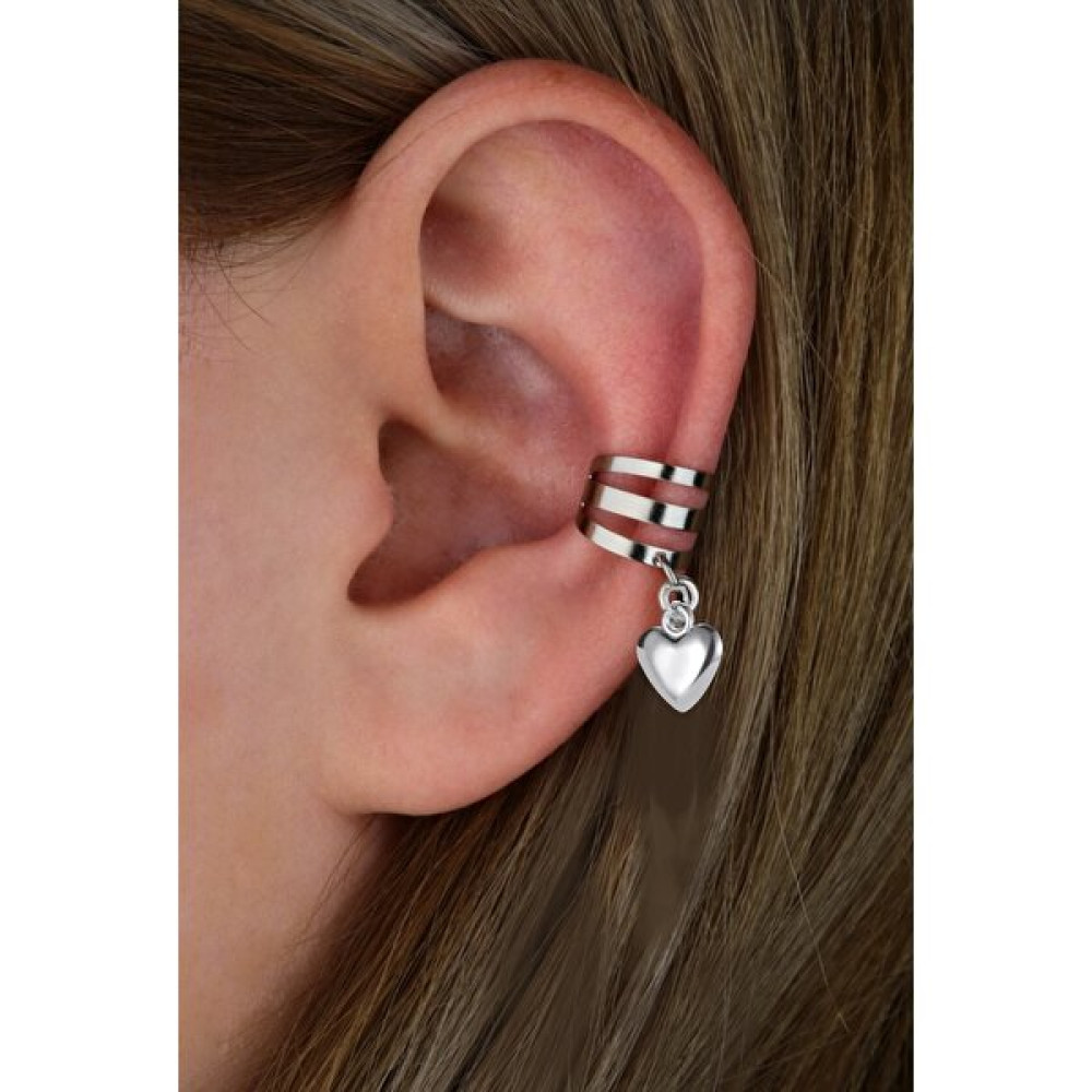 Takıconcept Deliksiz Sıkıştırma Kalp Sallantılı Ear Cuff Küpe - Gümüş Bijuteri Küpe Fiyatı