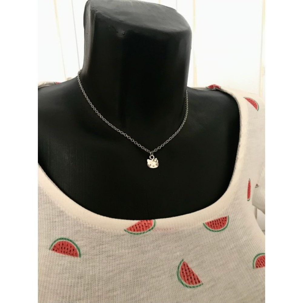 Takıconcept Minimalist Hello Kitty Kolye - Beyaz - Gri - Standart Bijuteri Kolye Fiyatı