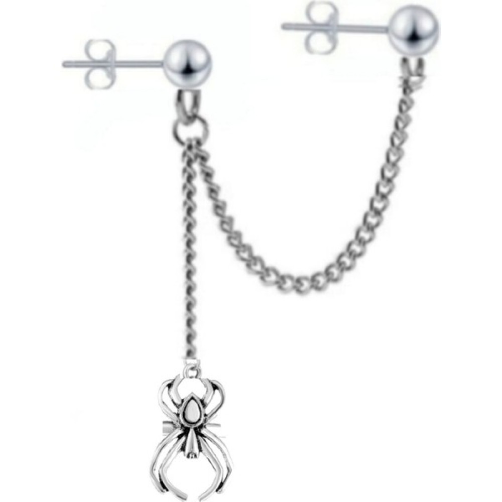 Takıconcept Örümcek Sallantılı 2'li Çelik Top Küpe - Silver Bijuteri Küpe Fiyatı