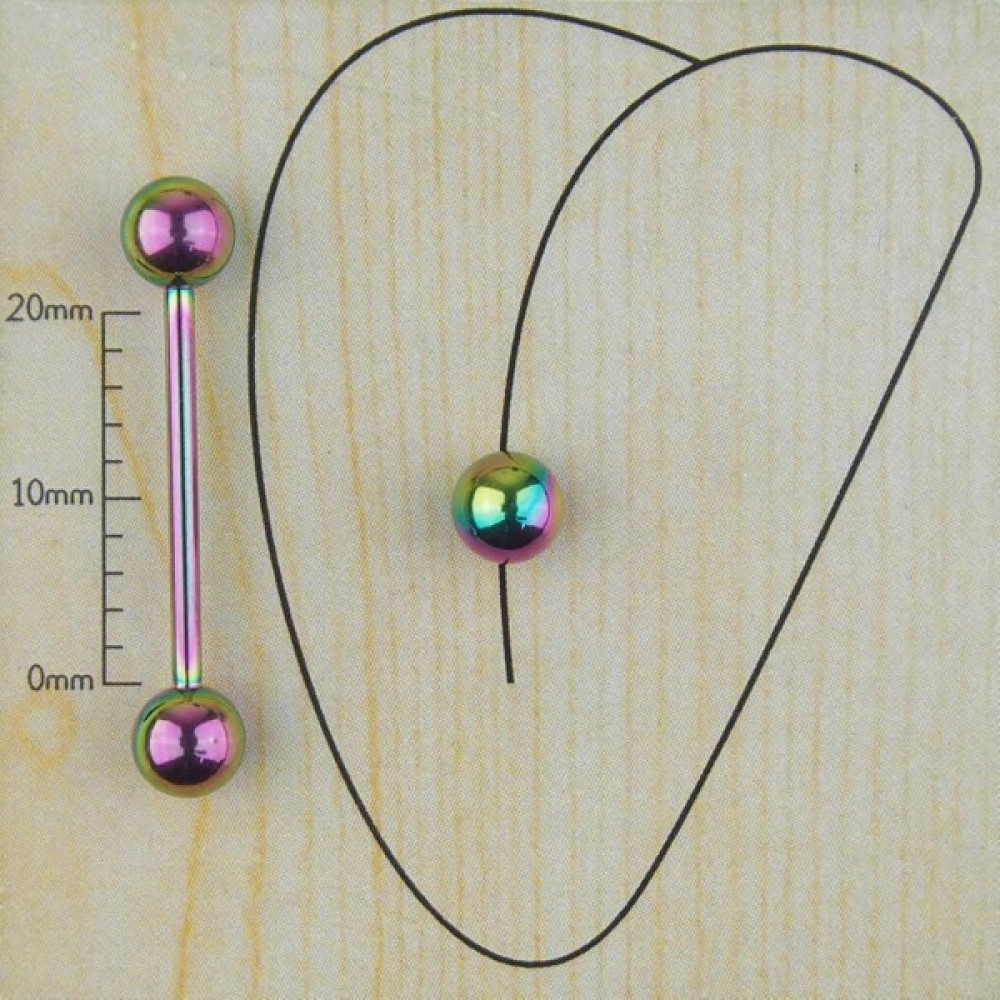 Takıdan Renkli Çelik Dil Piercing 22MM Altın & Gümüş Piercing Fiyatı
